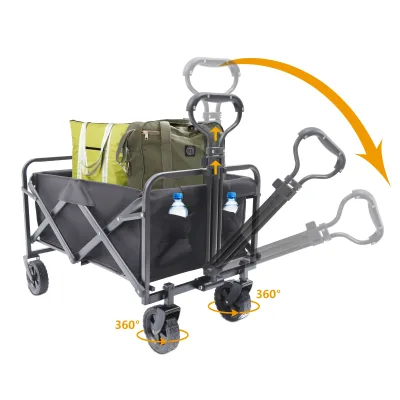 Chariot pliable noir avec poignée réglable