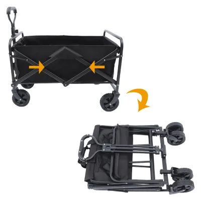 Chariot pliable noir avec poignée réglable – image 2