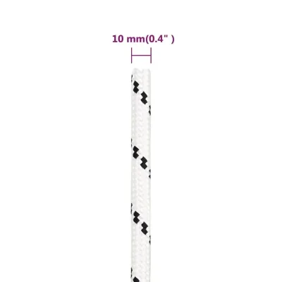 Corde tressée blanche en polyester 10 mm – image 3