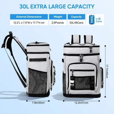 Sac à dos isotherme 30 L en nylon, pliable – image 2