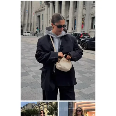 Sac fourre-tout en cuir fendu à bandoulière – image 3