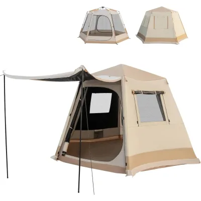 Tente de camping tunnel beige