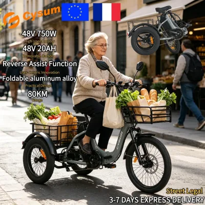 Tricycle électrique pliable à panier